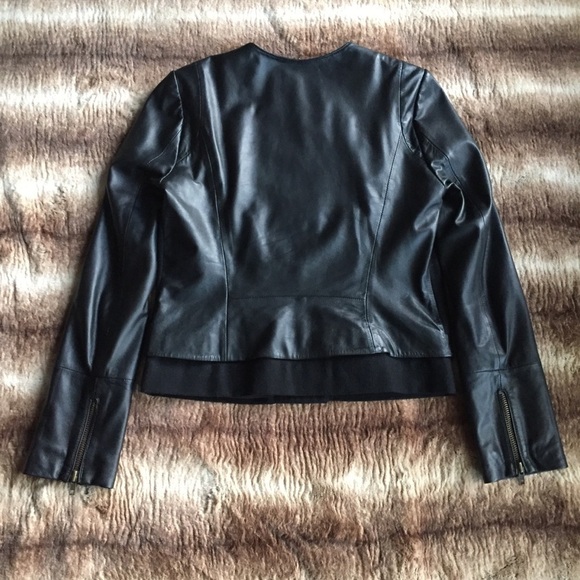 Joie Morina Black Leather and Wool Jacket - Picture 3 of 8